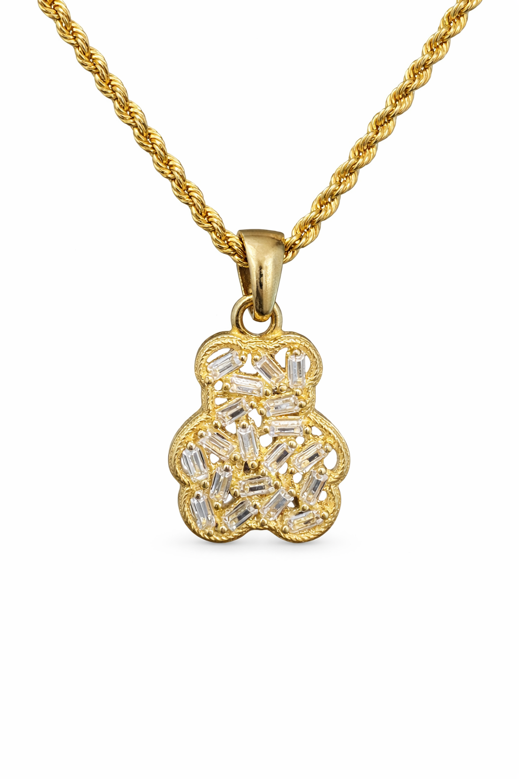 Oso de joyería en oro 10k con zirconias, pieza decorativa de joyería de la marca Joyería ROMA