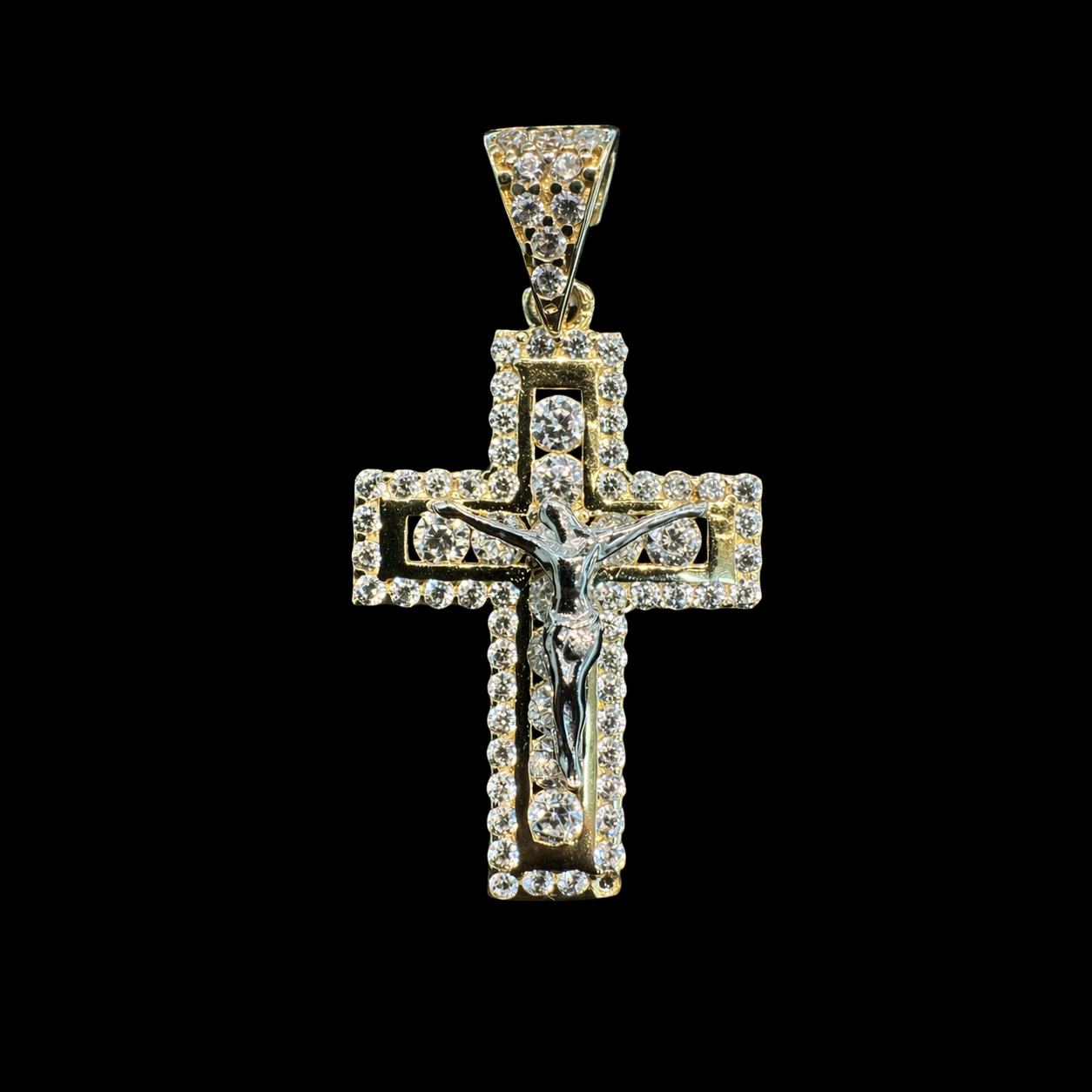 Cristo Cruz con Zirconias Oro 10K