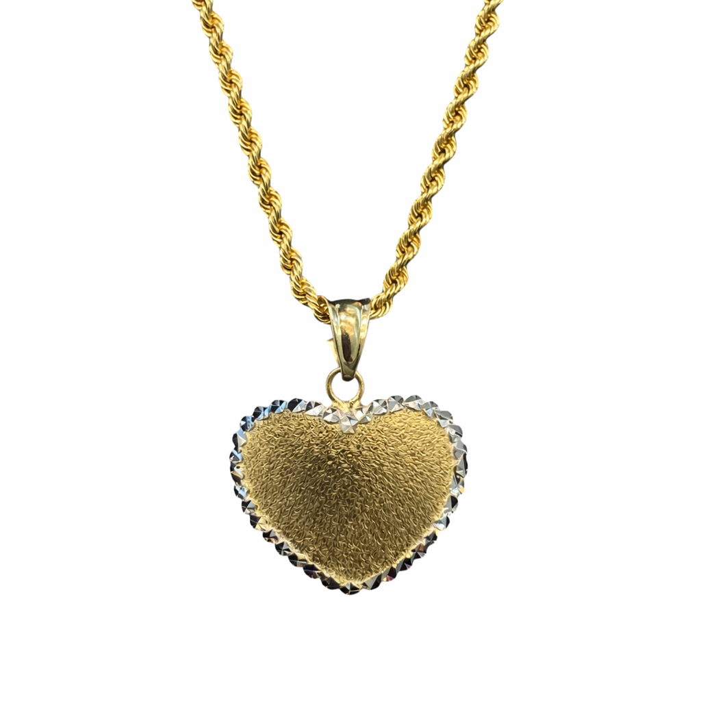 Corazón Texturizado con Borde Diamantado 14K