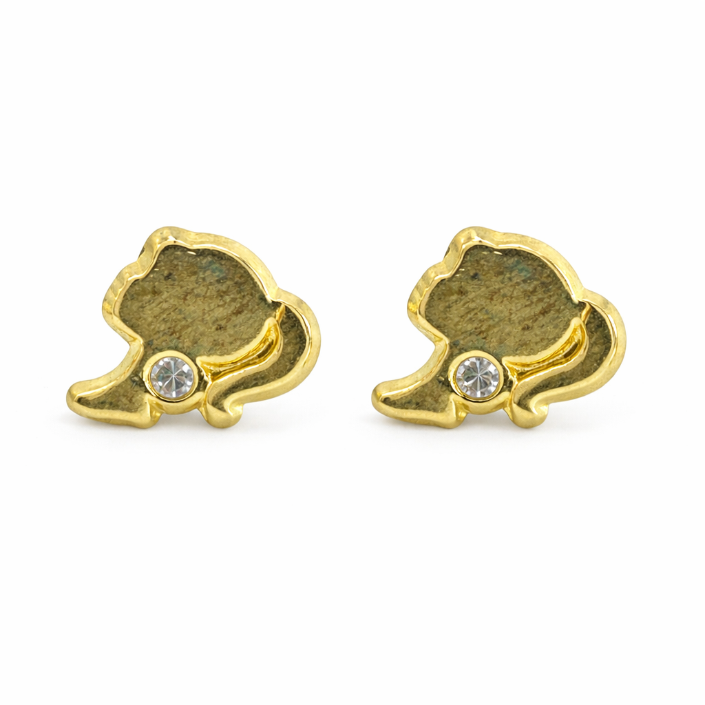 Broquel de oro 10K con zirconia, diseño de princesa, joyería ROMA, brillante y elegante para ocasión especial.