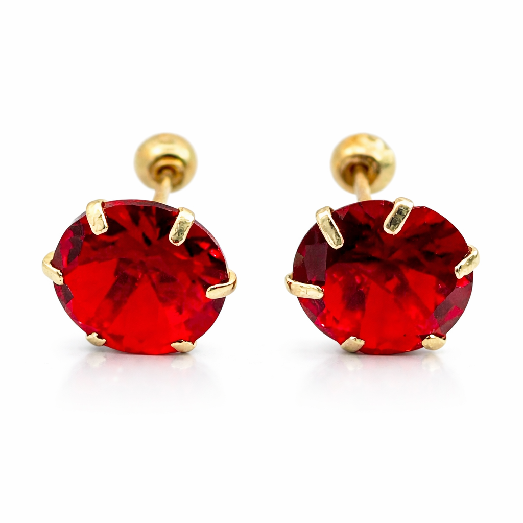 Aretes rectos de 6mm en oro 10K de Joyería Roma, diseño simple y elegante en acabado brillante