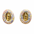Broquel Virgen con zirconias en oro 10K de Joyería ROMA, con detalles brillantes y diseño elegante.
