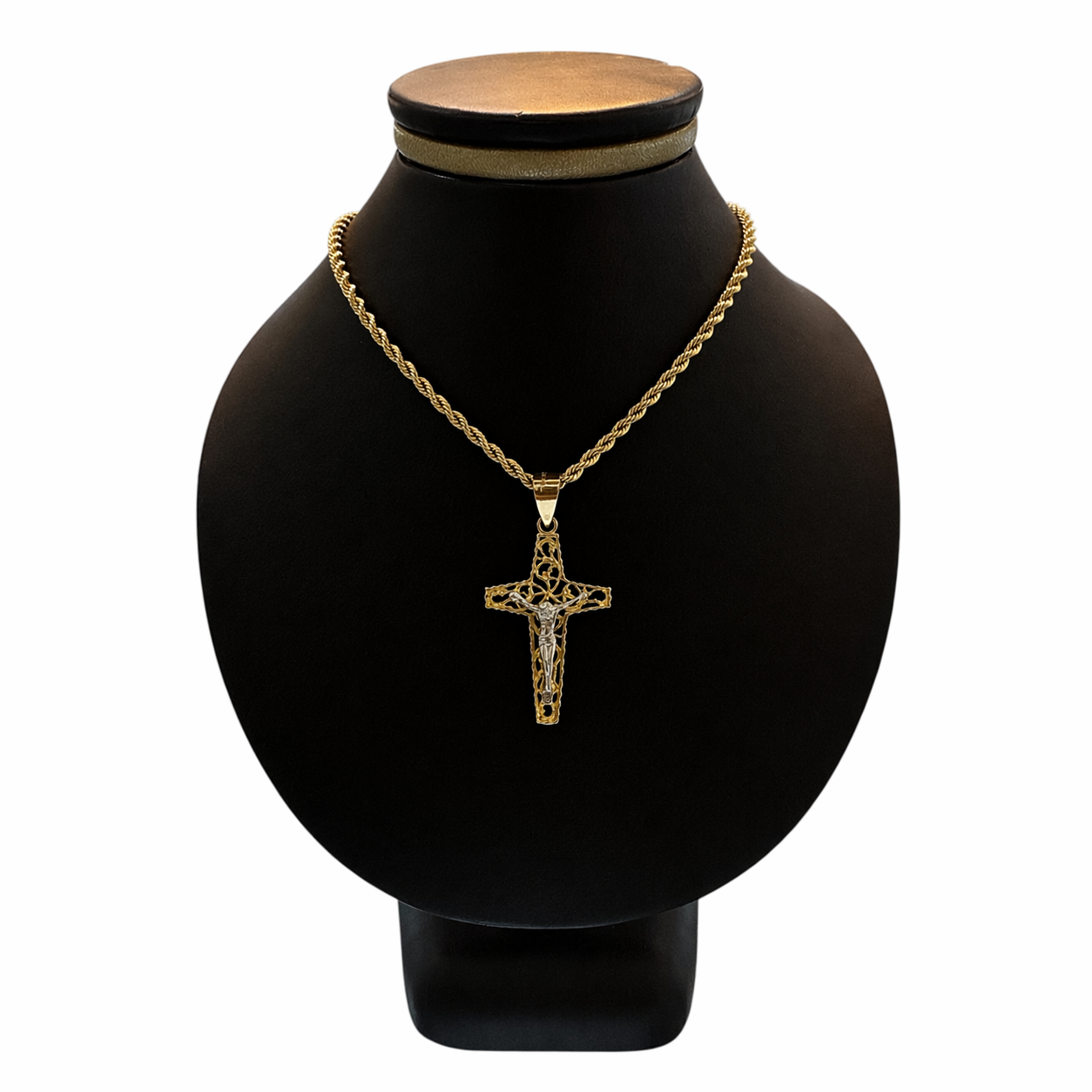 Cruz con Cristo Bicolor Oro 10K