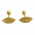 Broquel Hoja en oro de 10K de Joyería ROMA, diseño delicado con forma de hoja y acabado brillante.
