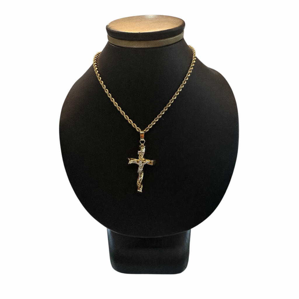 Cristo Cruz Torcida Oro 10K