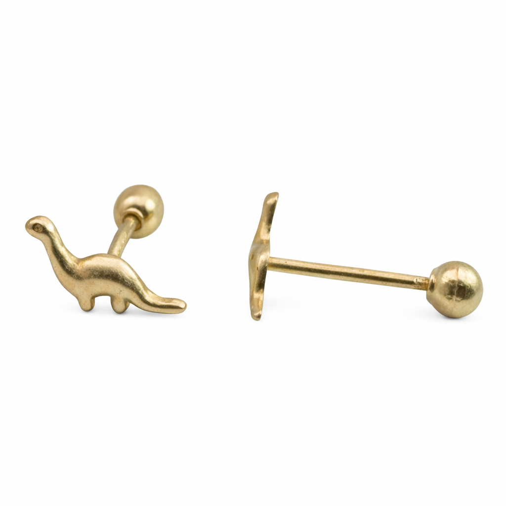 Broquel de dinosaurio en oro de 10K de Joyería ROMA, diseño detallado y elegante, ideal para coleccionistas o amantes de los dinosaurios.