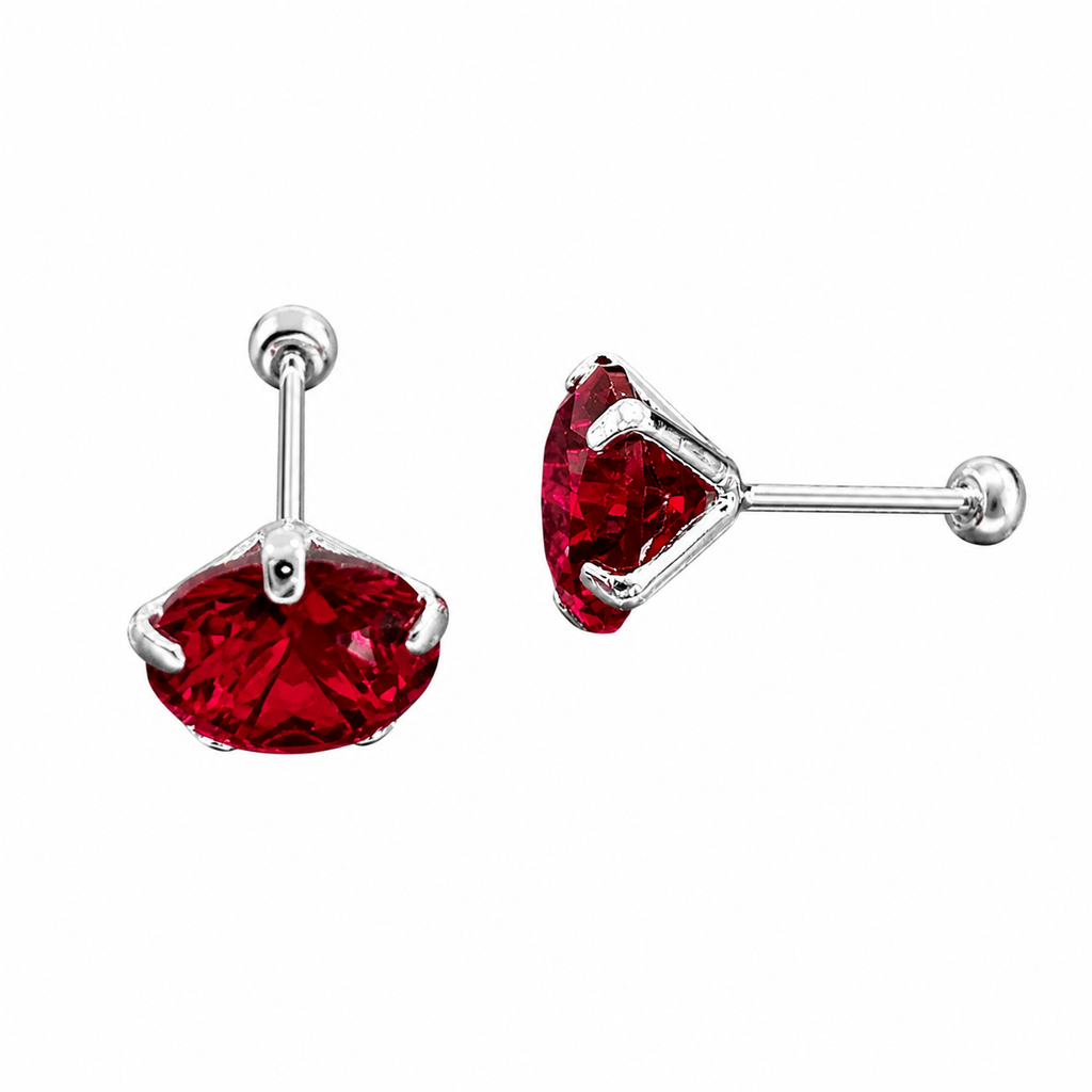 Broqueles Recto Color Plata .925 - 8 mm