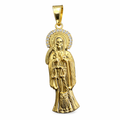 Santa Muerte con Zirconias en oro 10K, joyería elegante y detallada, con acabado brillante y piedras relucientes.