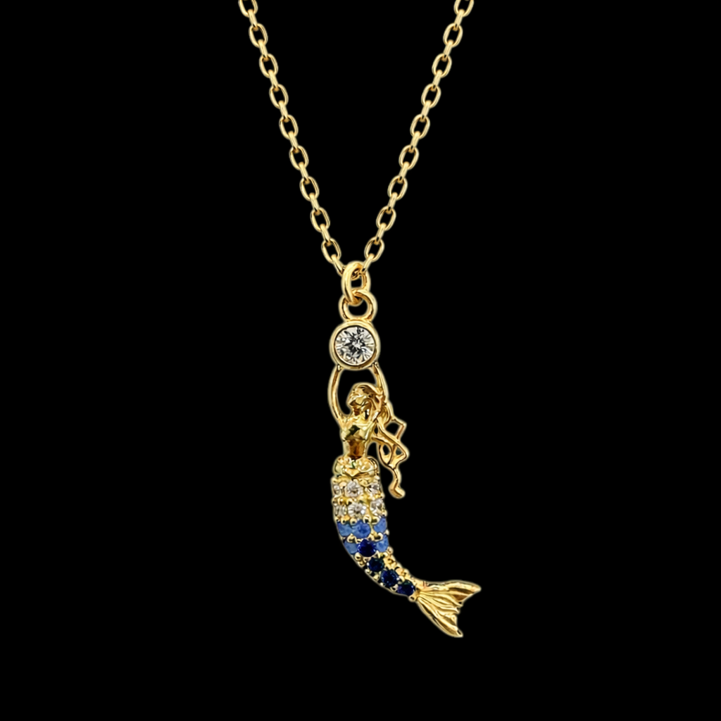 Gargantilla sirena con zirconias en oro 10K, joyería ROMA, con diseño elegante y detalles brillantes visible en la imagen.