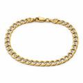 Pulsera de oro 14K con baño de rodio, diseño barbadense brillante, joyería ROMA