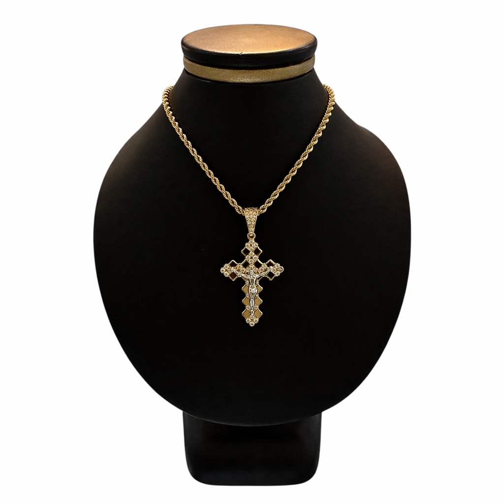 Cruz con Cristo Zirconias Oro 10K