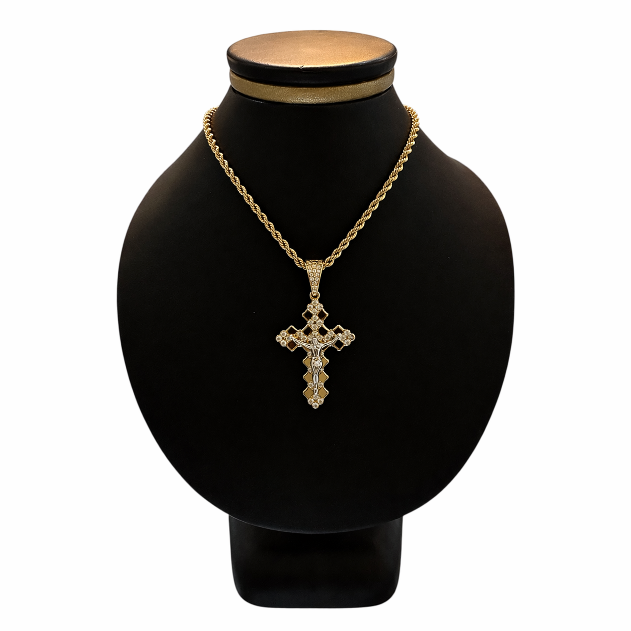 Cruz con Cristo Zirconias Oro 10K