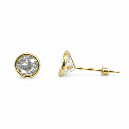 Bisel de 8mm en oro 10K de Joyería ROMA, mostrando detalles y acabado en oro amarillo brillante.
