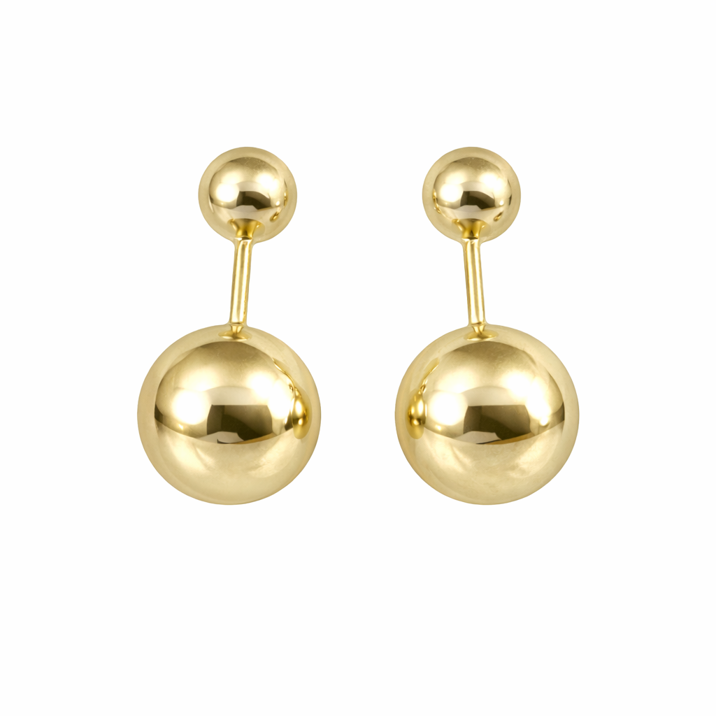 Broquel de bola en oro 10K de Joyería ROMA, diseño elegante y brillante en acabado dorado.