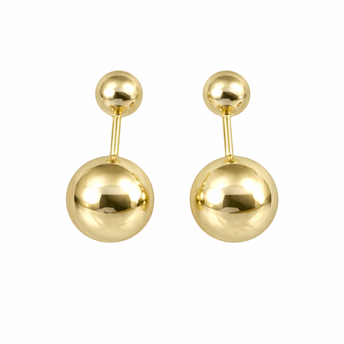 Broquel de bola en oro 10K de Joyería ROMA, diseño elegante y brillante en acabado dorado.