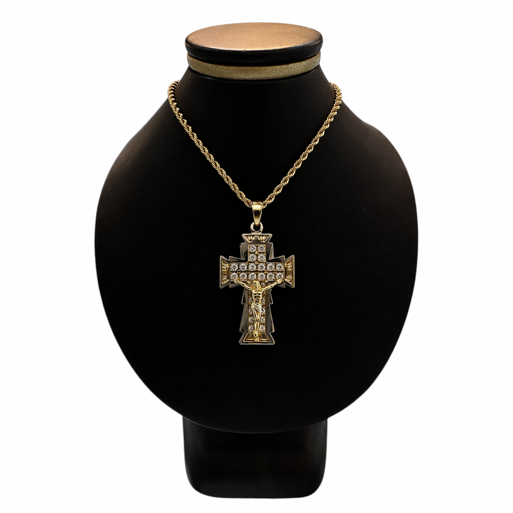 Cruz con Cristo Zirconias Oro 10K