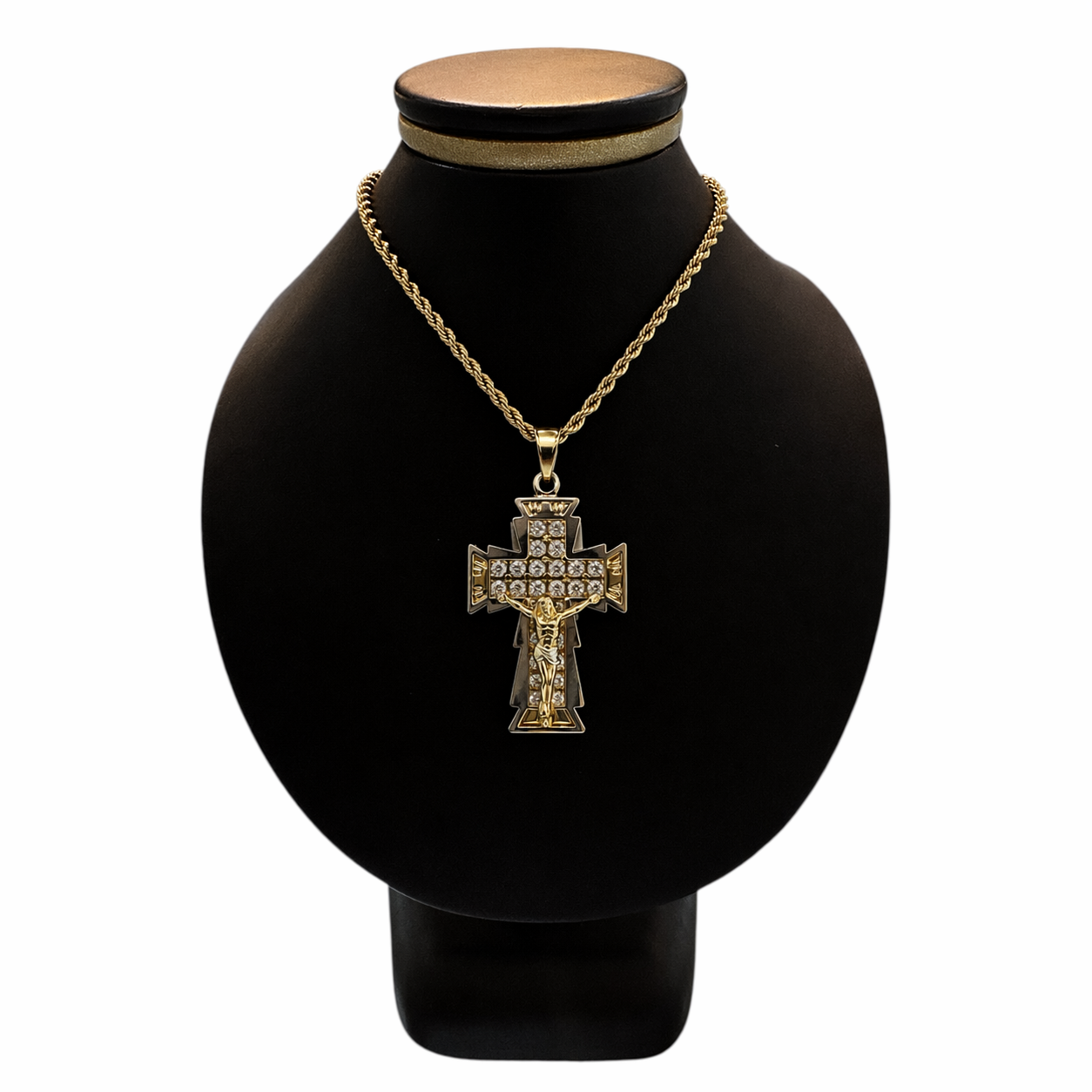 Cruz con Cristo Zirconias Oro 10K