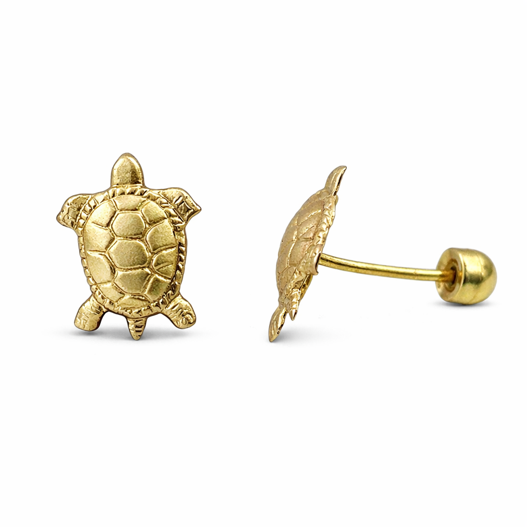 Broquel de tortuga en oro 10K de Joyería ROMA, con detalles dorados y diseño de tortuga elegante.