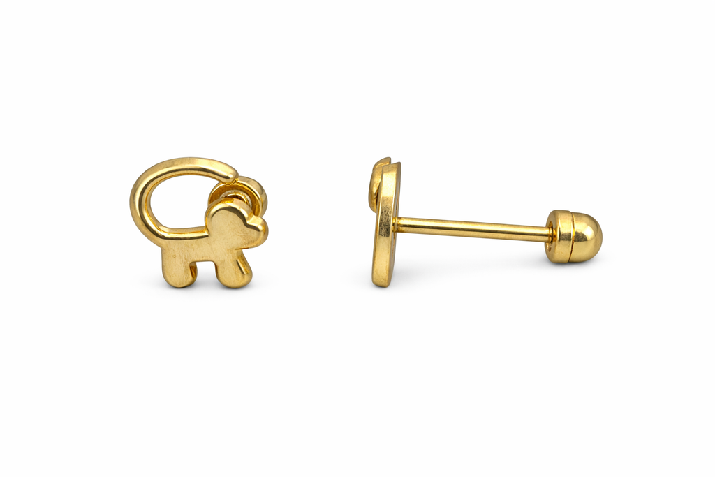 Broquel mono con aro en oro 10K de Joyería ROMA, diseño elegante y brillante para mujer