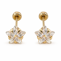 Broquel Estrella Recta de oro 10K con diseño de estrella brillante, joyería ROMA en acabado elegante y fino.