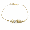Pulsera de oro 10K con dije de corazón y mensaje "I Love You" en joyería Roma, elegante y delicada.
