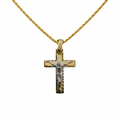Cruz con Cristo Bicolor Texturizado 14K