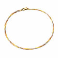 Pulsera torzal tricolor en oro 10K de Joyería Roma, con diseño entrelazado en tonos dorados, visible en la imagen.