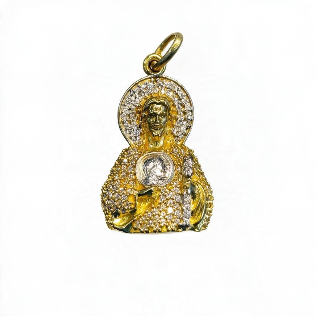 Dije de San Judas Tadeo con Zirconias en Oro 10K