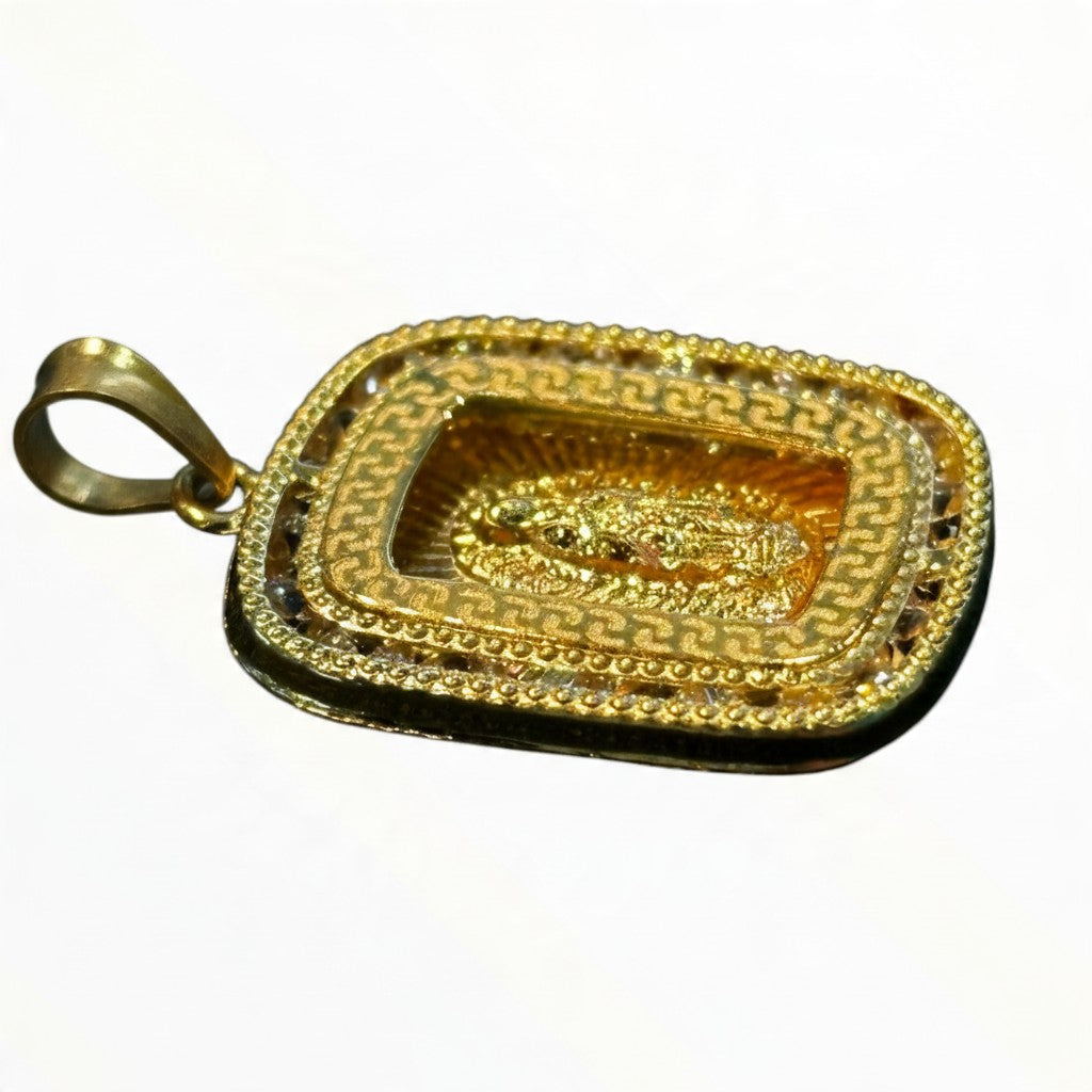 Dije Virgen de Guadalupe Rectangular con Zirconias Oro 10K