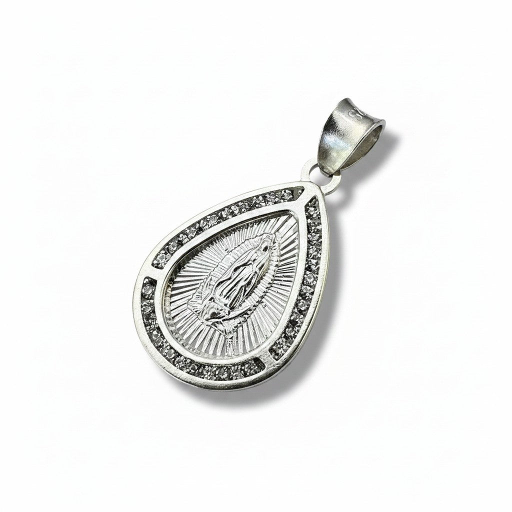Dije Gota Virgen de Guadalupe con Zirconias – Plata .925