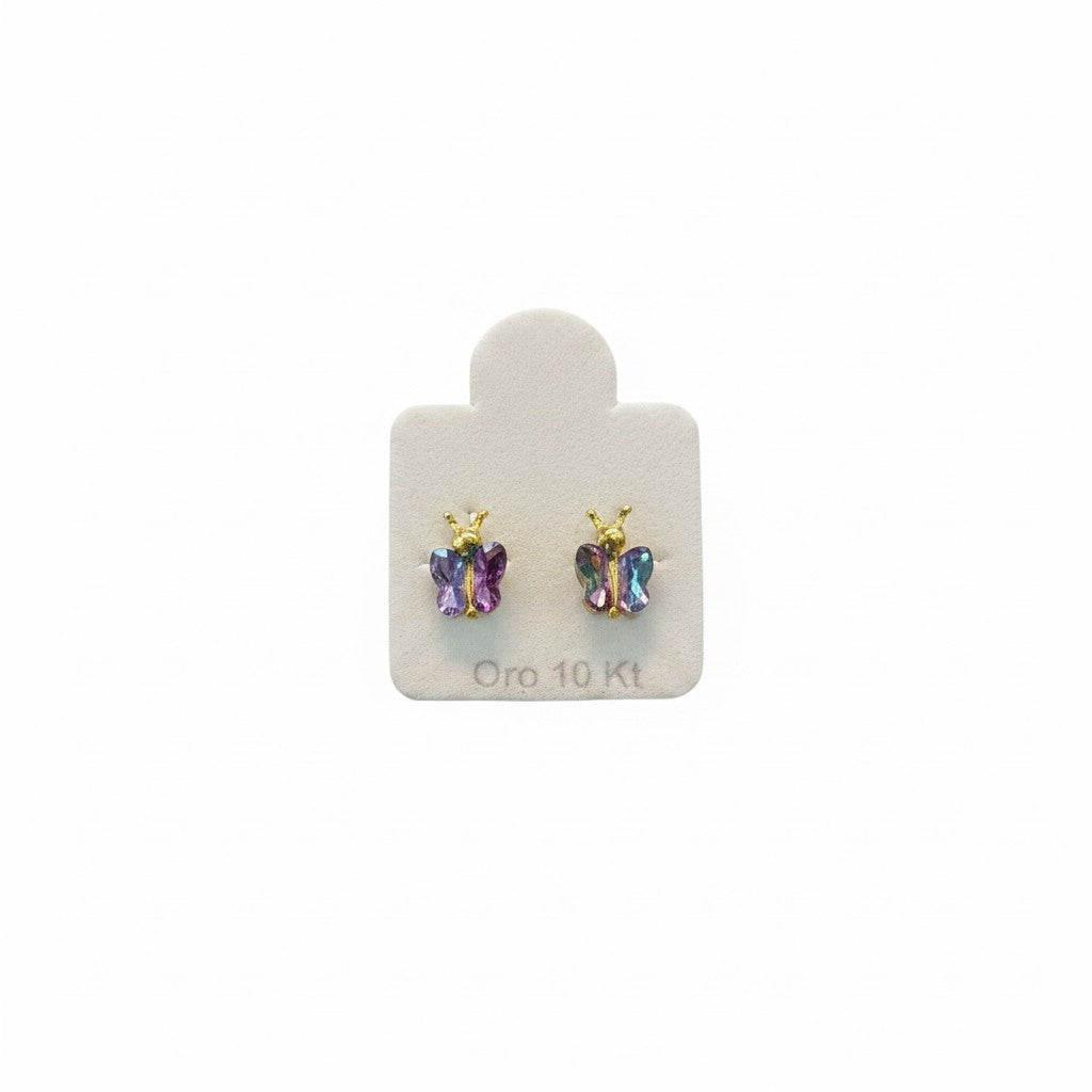 Broquel de Mariposa de Cristal de Oro 10K
