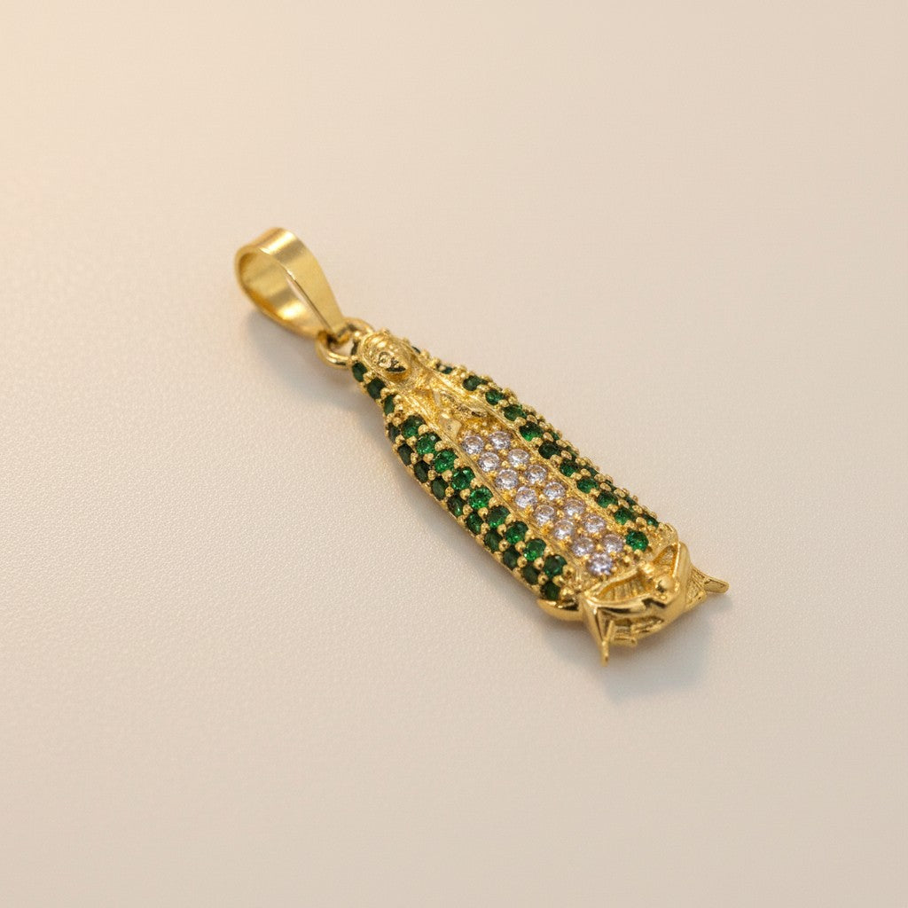 Dije Mini Virgen de Guadalupe con Zirconias – Oro 10K