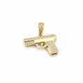 Dije Pistola con Zirconias de Oro 10K