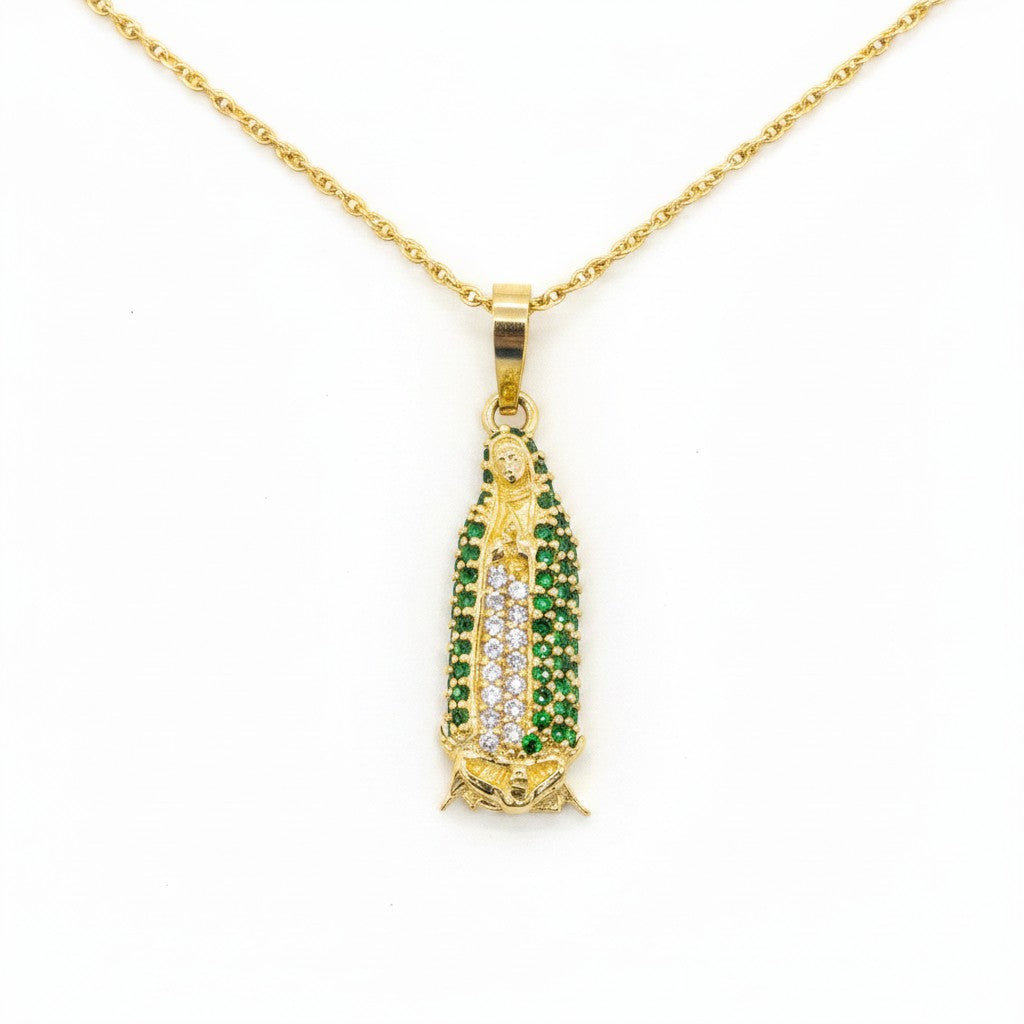 Dije Mini Virgen de Guadalupe con Zirconias – Oro 10K