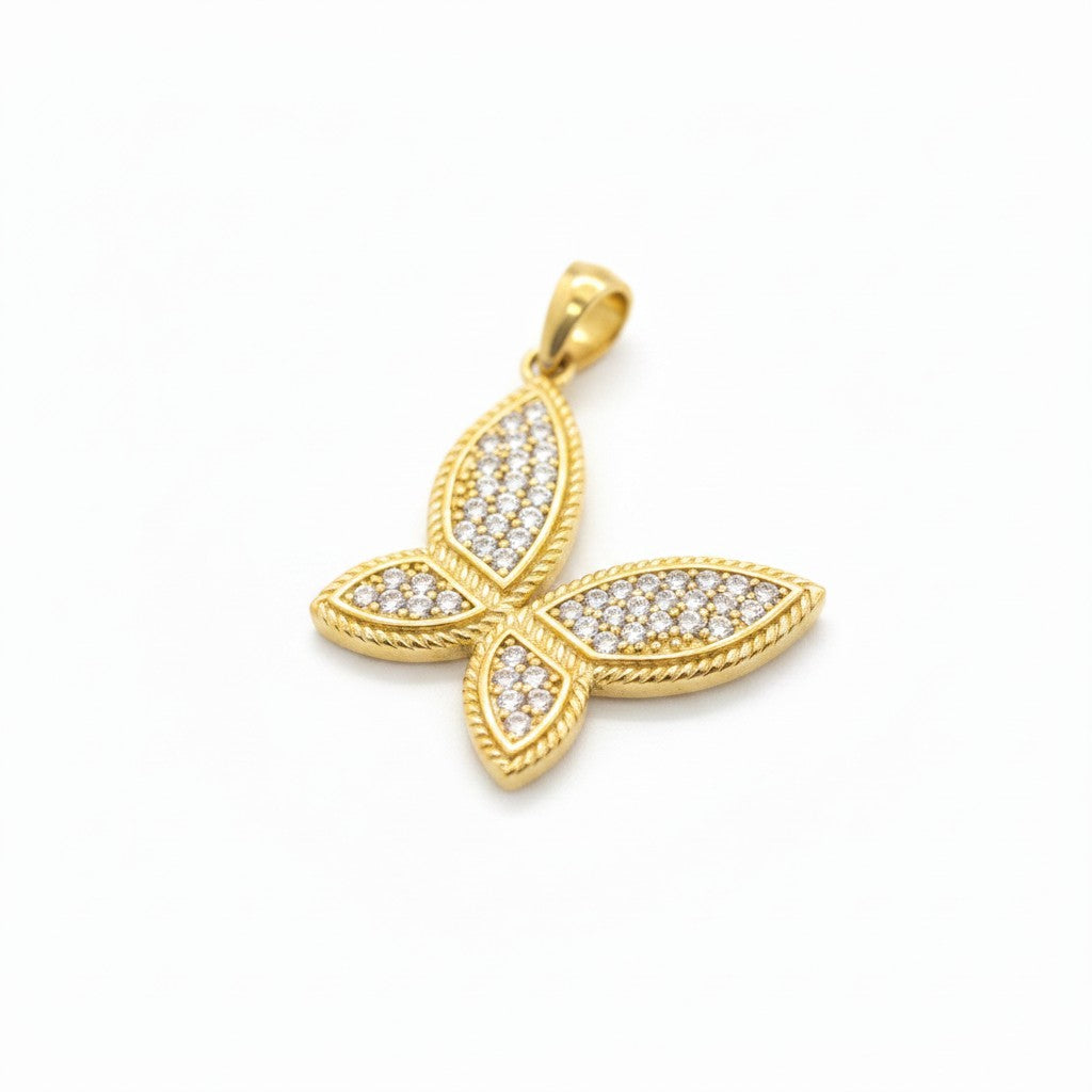 Dije Mariposa con Zirconias de Oro 10K