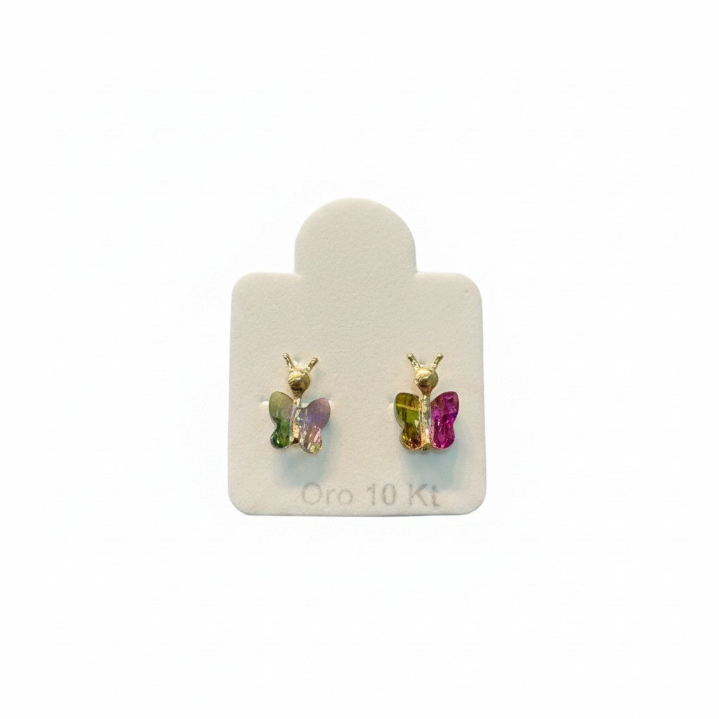 Broquel de Mariposa de Cristal de Oro 10K