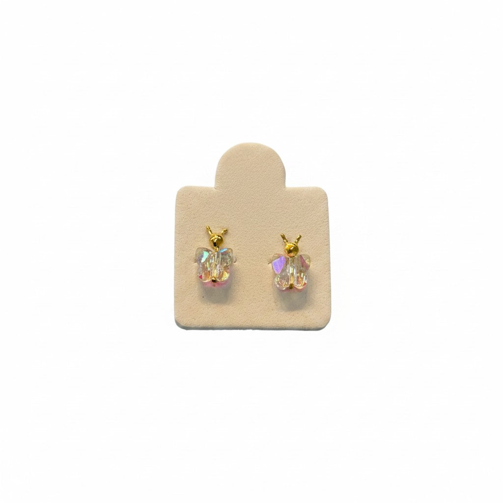 Broquel de Mariposa de Cristal de Oro 10K