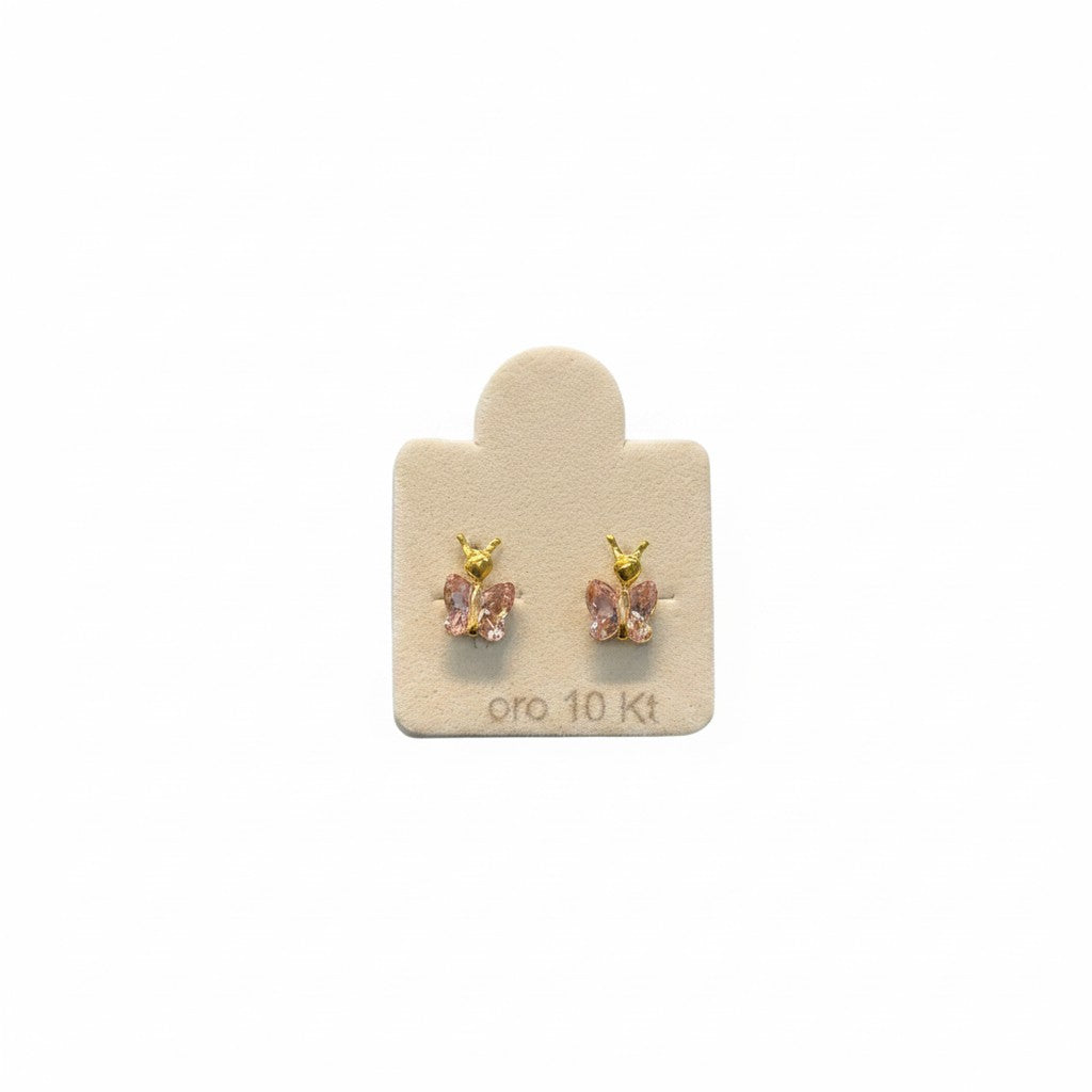 Broquel de Mariposa de Cristal de Oro 10K