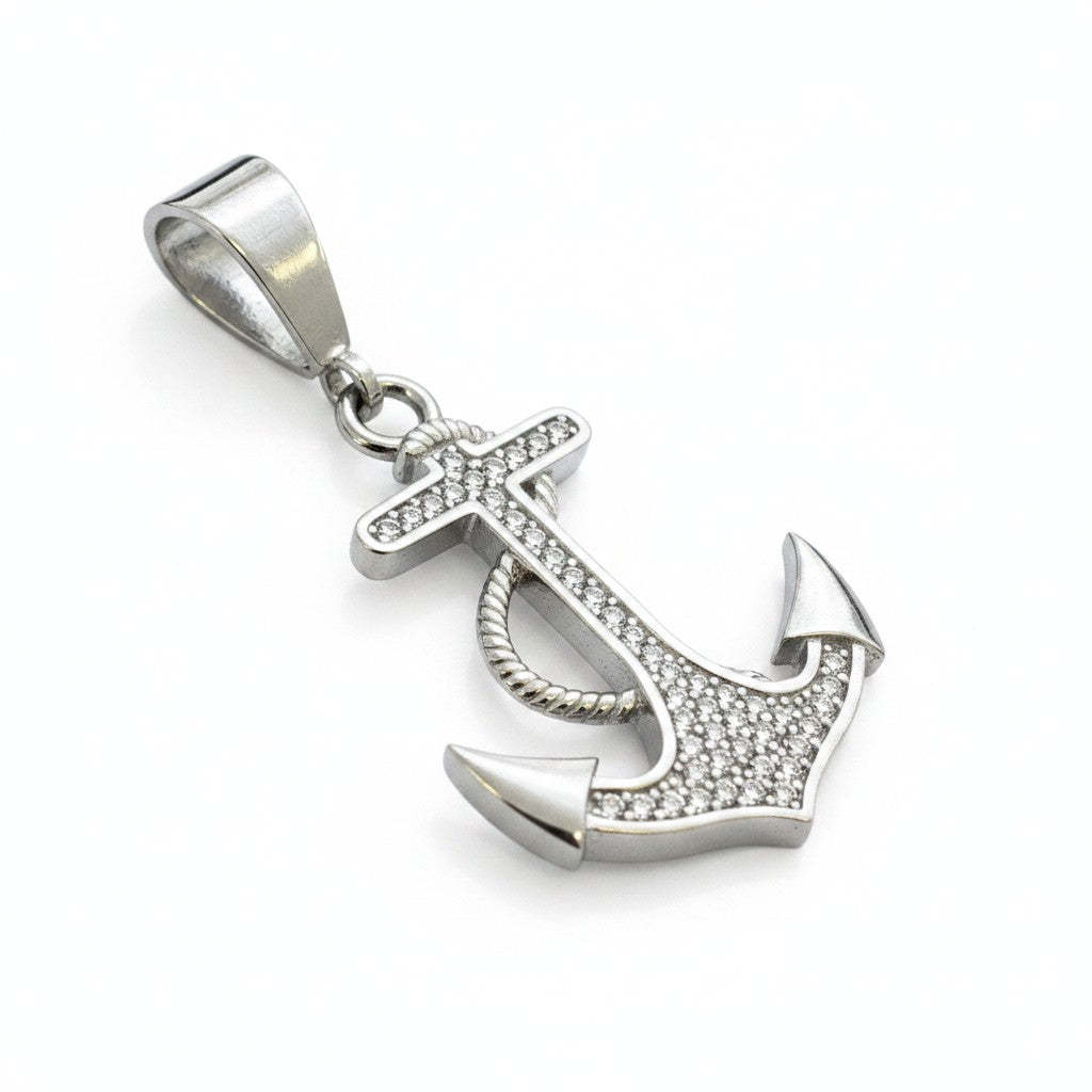 Dije Ancla con Zirconias — Plata .925