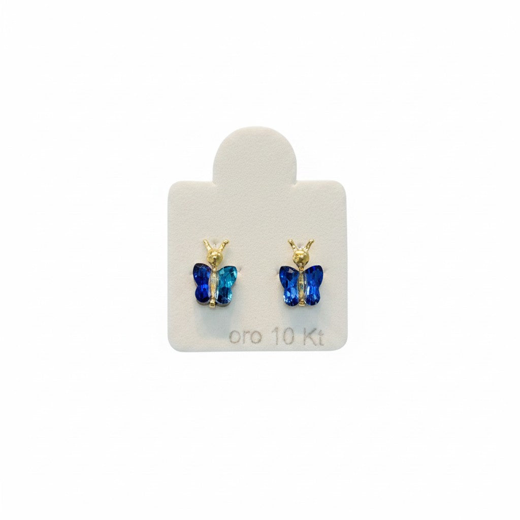 Broquel de Mariposa de Cristal de Oro 10K
