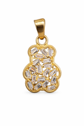 Oso de oro 10K con zirconias, joyería elegante y detallada, diseñado por Joyería ROMA.