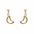 Broquel media luna colgante en oro 10K con zirconia, diseño elegante y brillante, joyería ROMA.