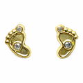 Broquel pie en oro 10K con zirconias, diseño elegante y brillante, joyería Roma.