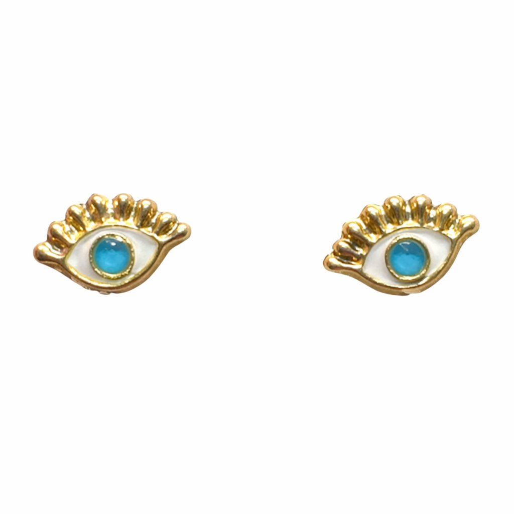 Broquel ojo con pestañas en oro 10K, joyería Roma, con detalles elegantes y diseño delicado en acabado brillante