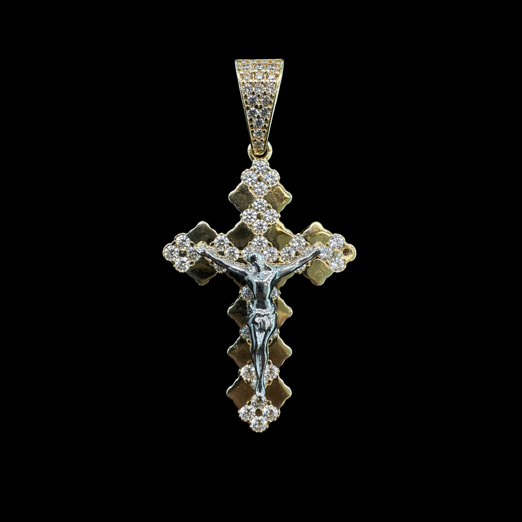 Cruz con Cristo Zirconias Oro 10K