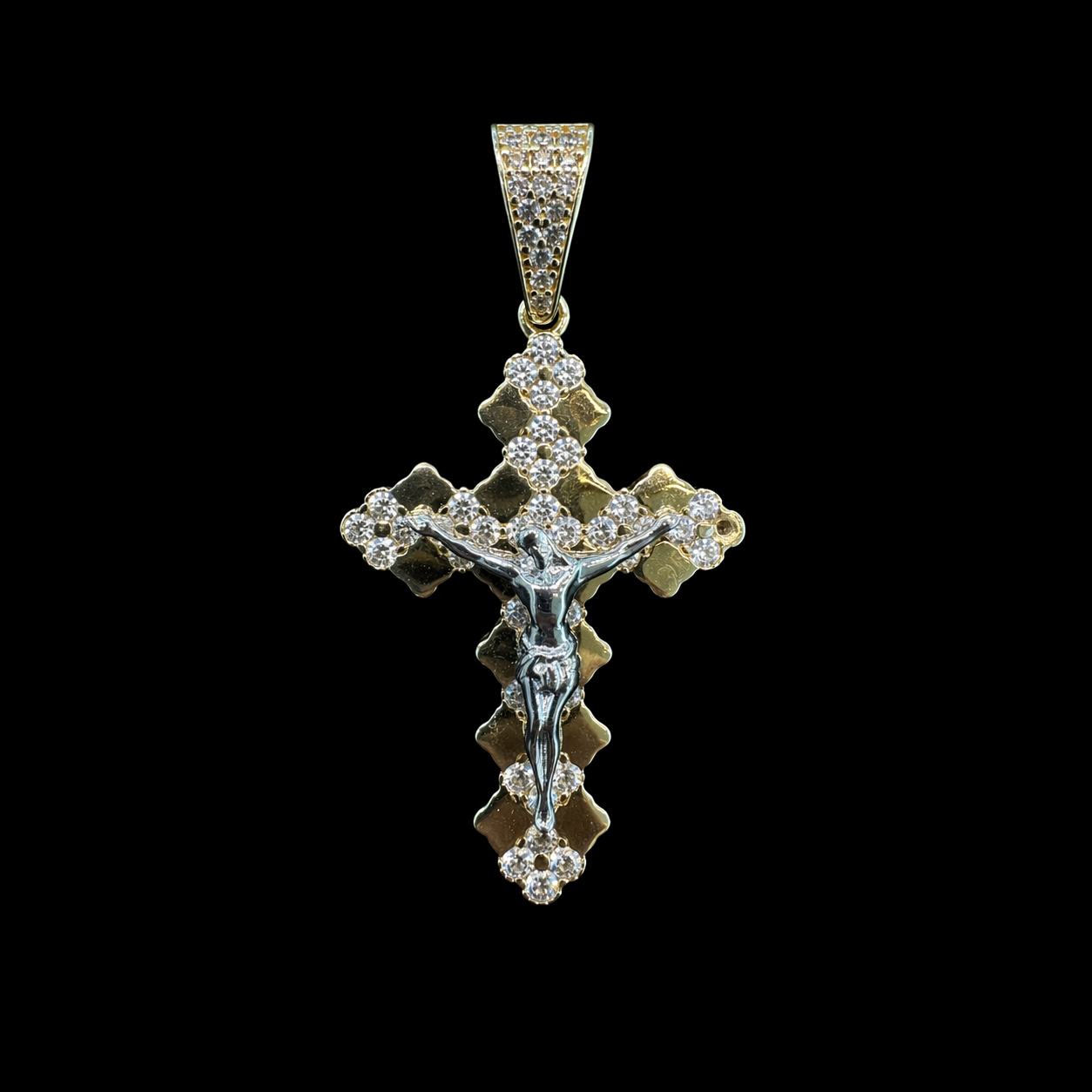 Cruz con Cristo Zirconias Oro 10K