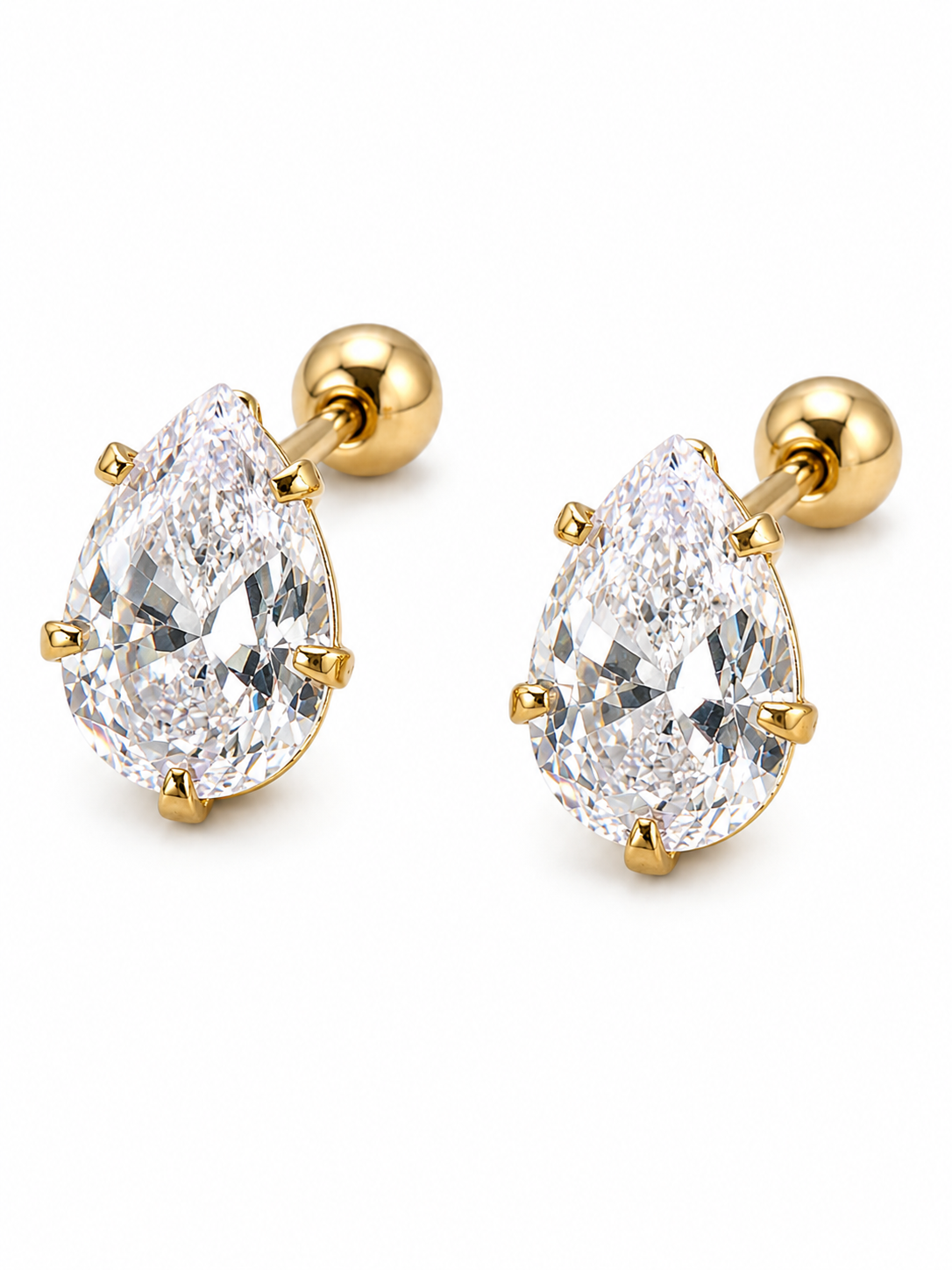 Broqueles Gota con Zirconia Oro 10K