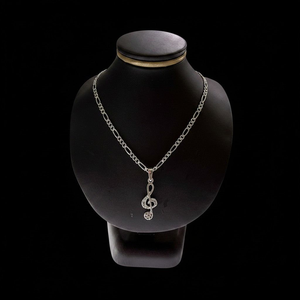 Dije Clave de Sol con Zirconias en Plata .925