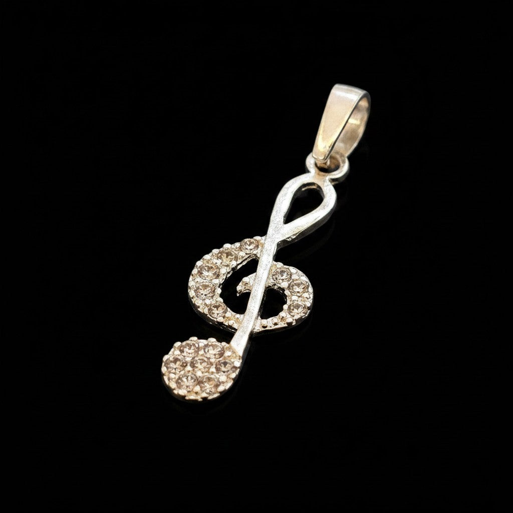 Dije Clave de Sol con Zirconias en Plata .925