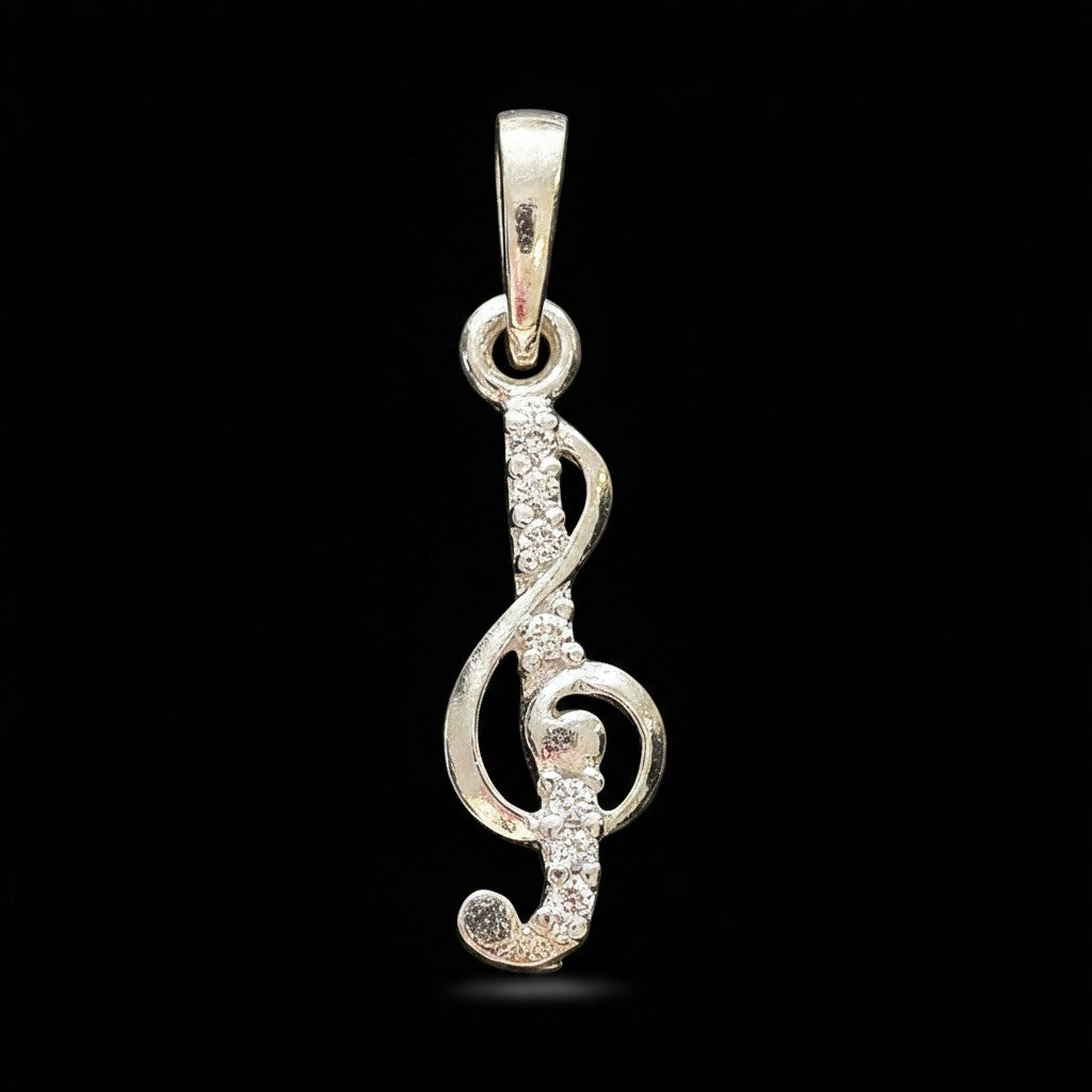 Dije Clave de Sol con Zirconias en Plata .925